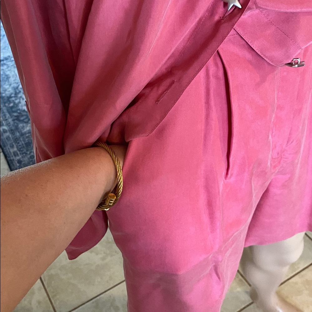 Apart vintage Pink Two-Piece silk Shirt and short Set - Picture 5 of 13